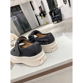 Marni Fashion Leather Canvas Casual Shoes For Women Black