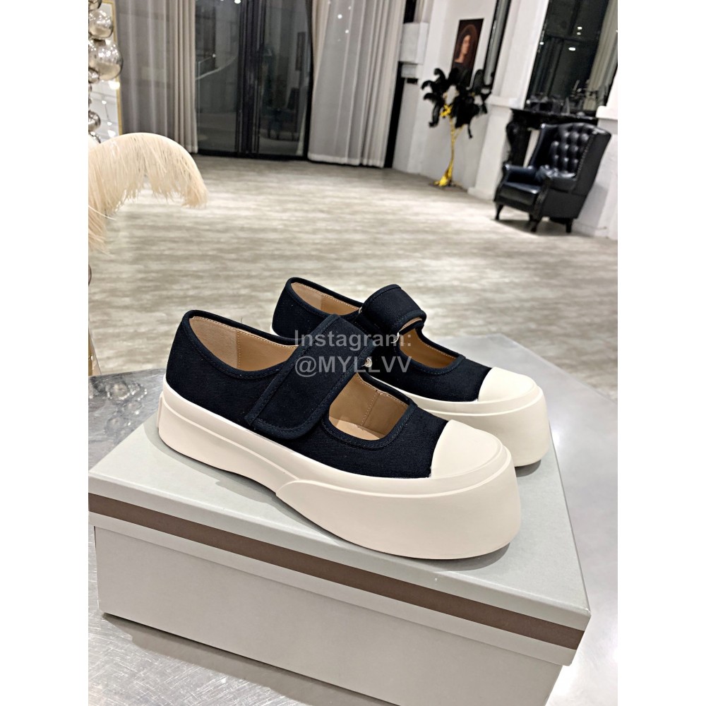 Marni Fashion Sheepskin Canvas Casual Shoes For Women Black