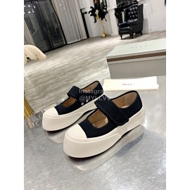 Marni Fashion Sheepskin Canvas Casual Shoes For Women Black