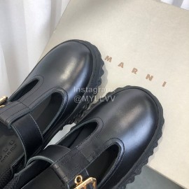 Marni Fashion Cowhide Shoes For Women Black