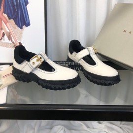 Marni Fashion Cowhide Shoes For Women White