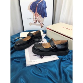 Marni Autumn Cowhide Mary Jane Shoes For Women Black