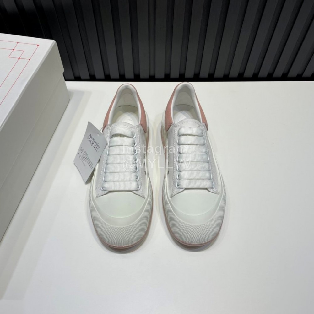 Alexander Mcqueen Calf Leather Canvas Casual Shoes For Men And Women Pink