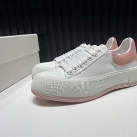 Alexander Mcqueen Calf Leather Canvas Casual Shoes For Men And Women Pink