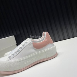 Alexander Mcqueen Calf Leather Canvas Casual Shoes For Men And Women Pink
