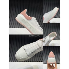 Alexander Mcqueen Calf Leather Canvas Casual Shoes For Men And Women Pink