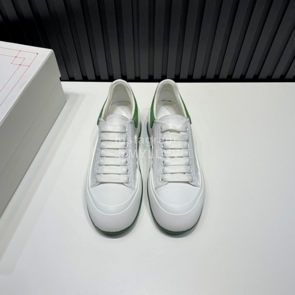 Alexander Mcqueen Calf Leather Canvas Casual Shoes For Men And Women Green