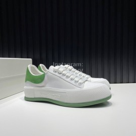 Alexander Mcqueen Calf Leather Canvas Casual Shoes For Men And Women Green
