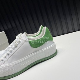 Alexander Mcqueen Calf Leather Canvas Casual Shoes For Men And Women Green