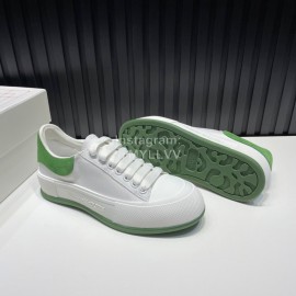 Alexander Mcqueen Calf Leather Canvas Casual Shoes For Men And Women Green