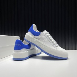 Alexander Mcqueen Calf Leather Canvas Casual Shoes For Men And Women Blue