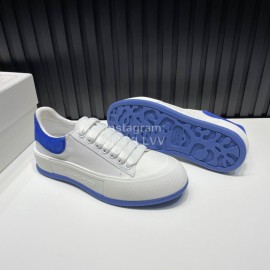 Alexander Mcqueen Calf Leather Canvas Casual Shoes For Men And Women Blue