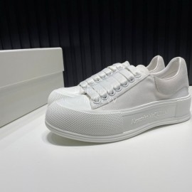 Alexander Mcqueen Calf Leather Canvas Casual Shoes For Men And Women White