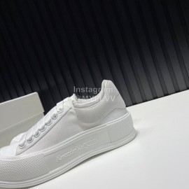 Alexander Mcqueen Calf Leather Canvas Casual Shoes For Men And Women White