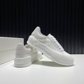 Alexander Mcqueen Calf Leather Canvas Casual Shoes For Men And Women White