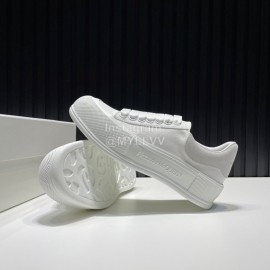 Alexander Mcqueen Calf Leather Canvas Casual Shoes For Men And Women White