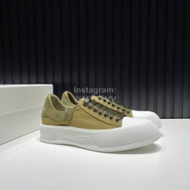 Alexander Mcqueen Canvas Calf Leather Casual Shoes For Men And Women Green