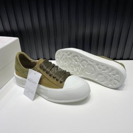 Alexander Mcqueen Canvas Calf Leather Casual Shoes For Men And Women Green