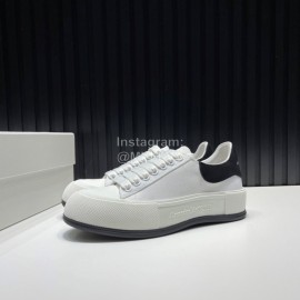 Alexander Mcqueen Calf Leather Canvas Casual Shoes For Men And Women Black