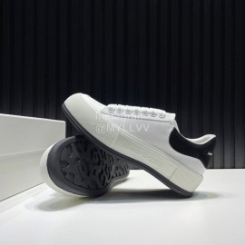 Alexander Mcqueen Calf Leather Canvas Casual Shoes For Men And Women Black