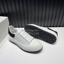 Alexander Mcqueen Calf Leather Canvas Casual Shoes For Men And Women Black