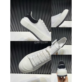 Alexander Mcqueen Calf Leather Canvas Casual Shoes For Men And Women Black