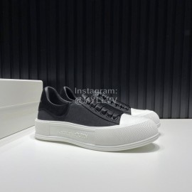 Alexander Mcqueen Canvas Calf Leather Casual Shoes For Men And Women Black