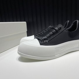 Alexander Mcqueen Canvas Calf Leather Casual Shoes For Men And Women Black
