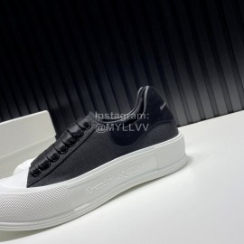 Alexander Mcqueen Canvas Calf Leather Casual Shoes For Men And Women Black