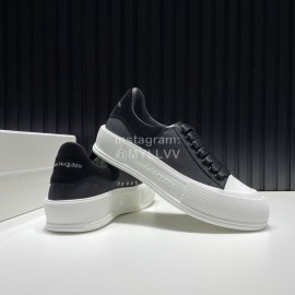 Alexander Mcqueen Canvas Calf Leather Casual Shoes For Men And Women Black