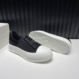 Alexander Mcqueen Canvas Calf Leather Casual Shoes For Men And Women Black