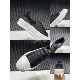 Alexander Mcqueen Canvas Calf Leather Casual Shoes For Men And Women Black