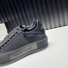 Alexander Mcqueen Black Canvas Calf Leather Casual Shoes For Men And Women