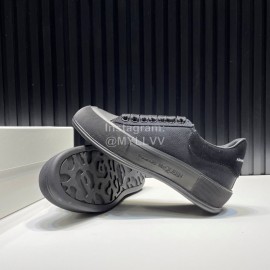 Alexander Mcqueen Black Canvas Calf Leather Casual Shoes For Men And Women