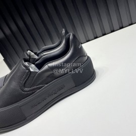 Alexander Mcqueen Canvas Calf Leather Black Casual Shoes For Men And Women