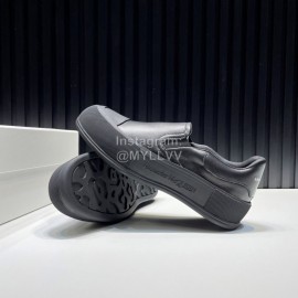 Alexander Mcqueen Canvas Calf Leather Black Casual Shoes For Men And Women