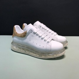 Mcqueen Silk Leather Transparent Air Cushion Casual Shoes For Men And Women Gold