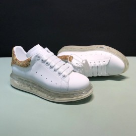 Mcqueen Silk Leather Transparent Air Cushion Casual Shoes For Men And Women Gold
