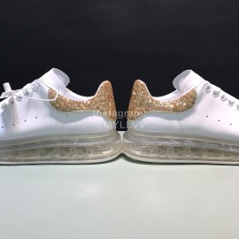 Mcqueen Silk Leather Transparent Air Cushion Casual Shoes For Men And Women Gold