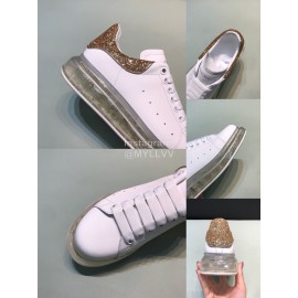 Mcqueen Silk Leather Transparent Air Cushion Casual Shoes For Men And Women Gold