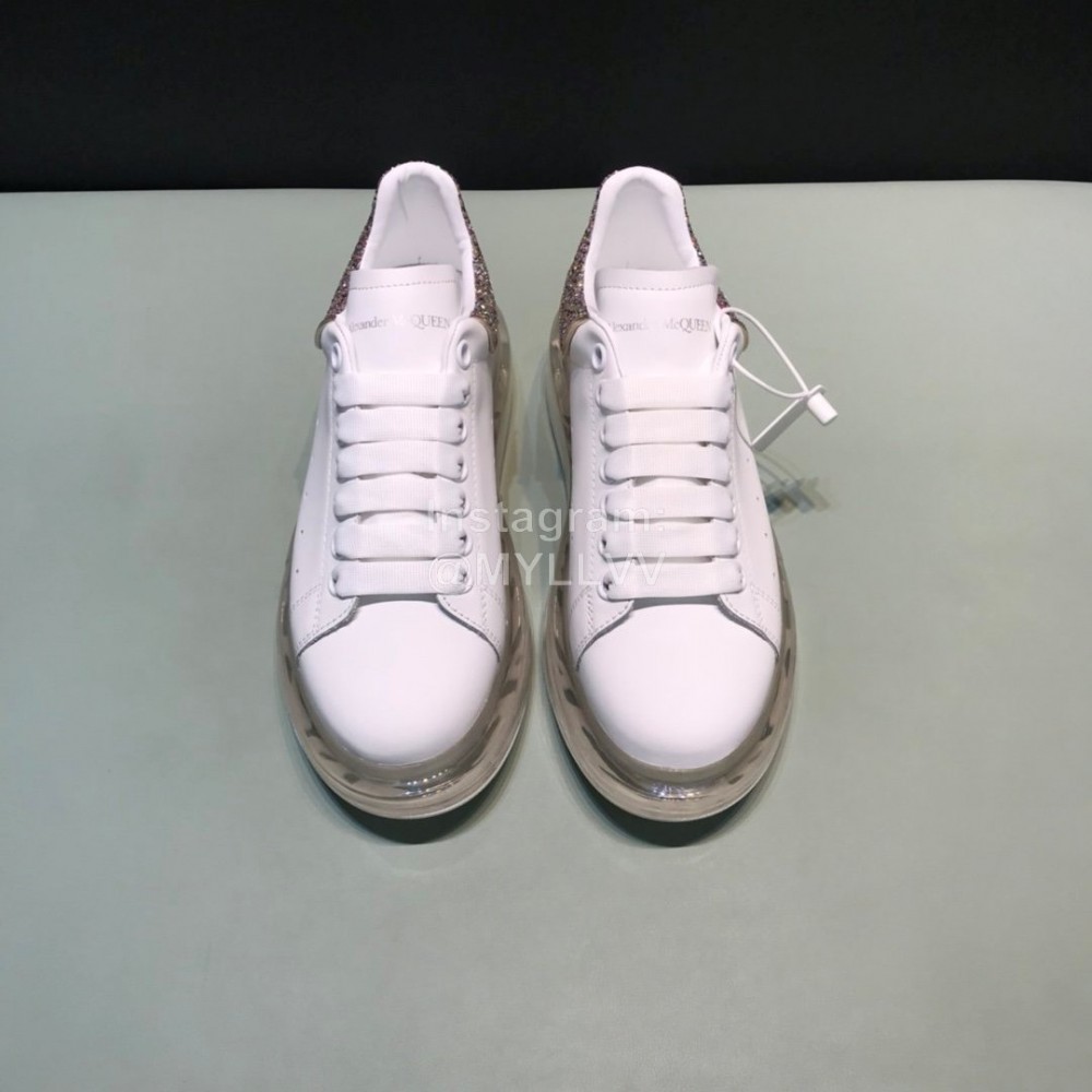 Mcqueen Silk Leather Transparent Air Cushion Casual Shoes For Men And Women Silver