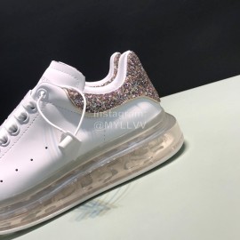 Mcqueen Silk Leather Transparent Air Cushion Casual Shoes For Men And Women Silver