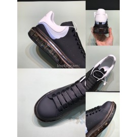 Mcqueen Black Silk Leather Air Cushion Casual Shoes For Men And Women