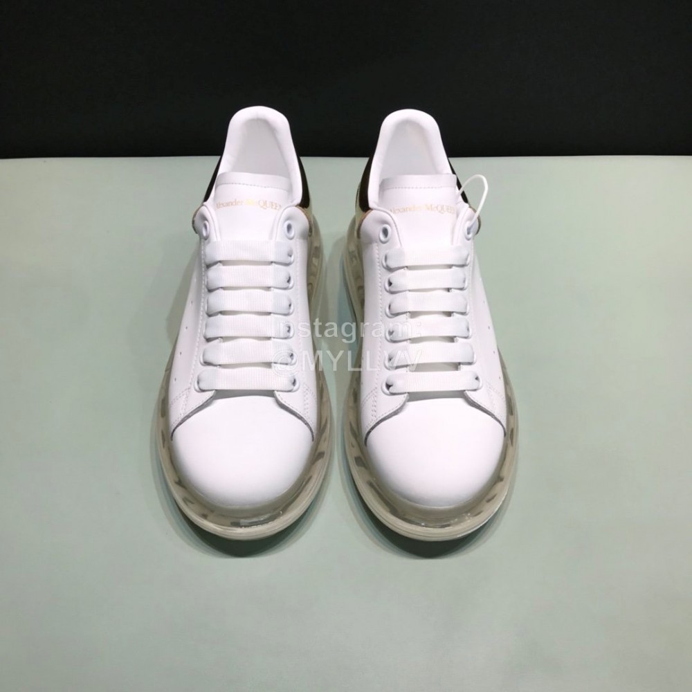 Mcqueen Transparent Air Cushion Silk Leather Casual Shoes For Men And Women Gold