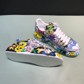 Mcqueen Painted Pattern Leather Casual Shoes For Men And Women Yellow