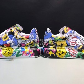 Mcqueen Painted Pattern Leather Casual Shoes For Men And Women Yellow