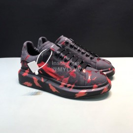 Mcqueen Painted Pattern Leather Casual Shoes For Men And Women Red