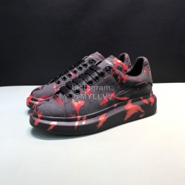 Mcqueen Painted Pattern Leather Casual Shoes For Men And Women Red