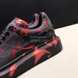 Mcqueen Painted Pattern Leather Casual Shoes For Men And Women Red