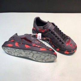 Mcqueen Painted Pattern Leather Casual Shoes For Men And Women Red